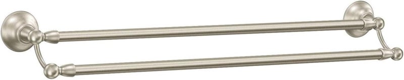 Moen Sage Collection Spot Resist Brushed Nickel 24Inch DoubleTowel Bar Wall Mounted Bath Towel Hanger with Two Rods DN6822BN - Image 2