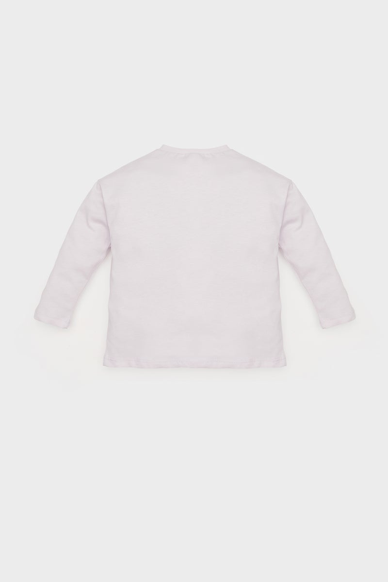 ديفاكتو تيشيرت بيبي بناتي كم طويل قصة عادية بياقة مستديرة - Image 3