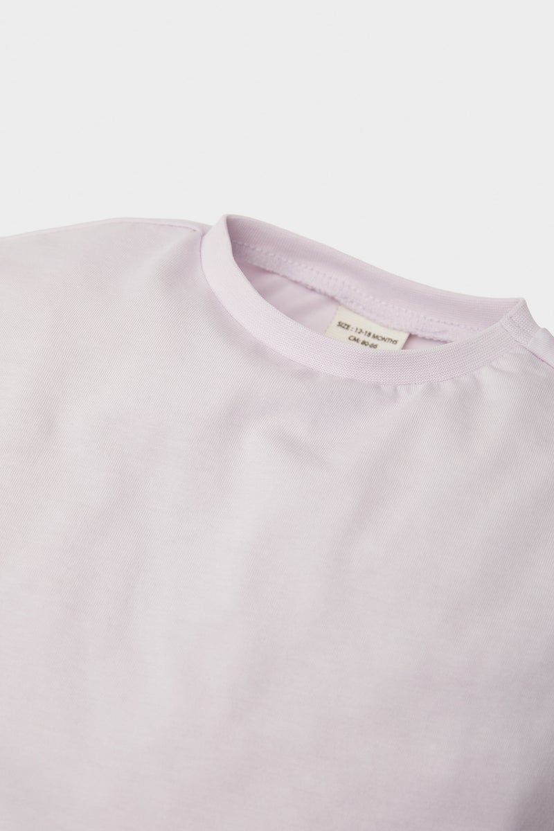 ديفاكتو تيشيرت بيبي بناتي كم طويل قصة عادية بياقة مستديرة - Image 2