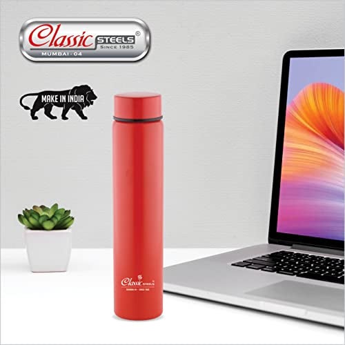 Classic Steels Super Slim Single Wall Stainless Steel Water Bottle 500 ml - Leak-Proof, Lightweight Ideal for Office, Gym, School, Travel, Kitchen, Sports, Red Water Bottle - Image 5