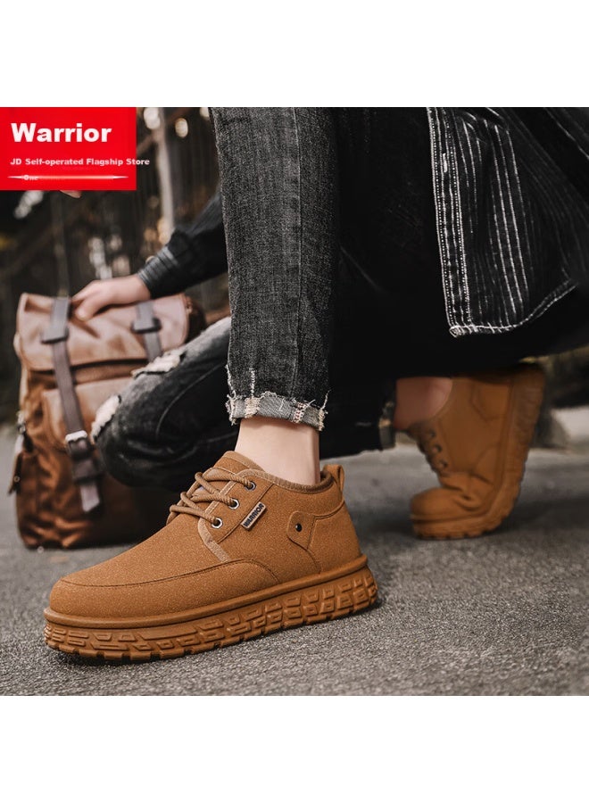 Warrior Men's Spring New Casual Soft Sole Sneakers Fashion Height Increasing Thick Sole Brown Size 44