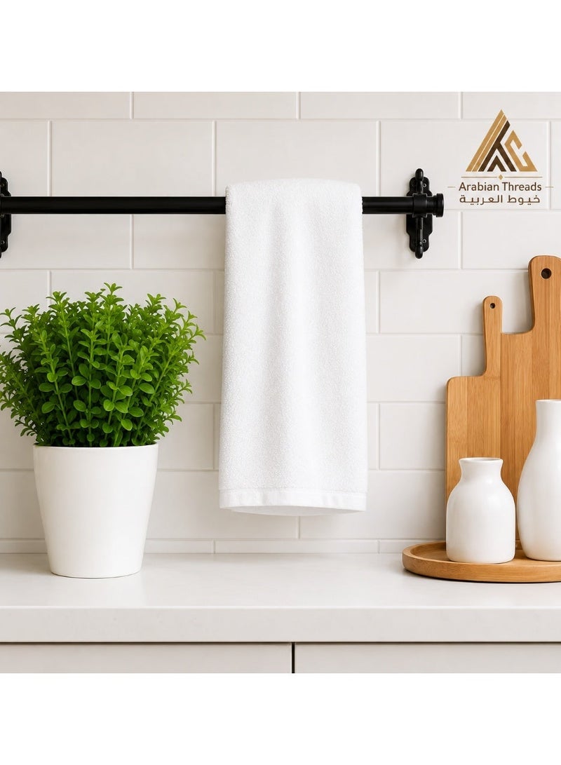 4 White Hand Towels – 100% Cotton, Soft & Absorbent – 50x80 cm - Image 4