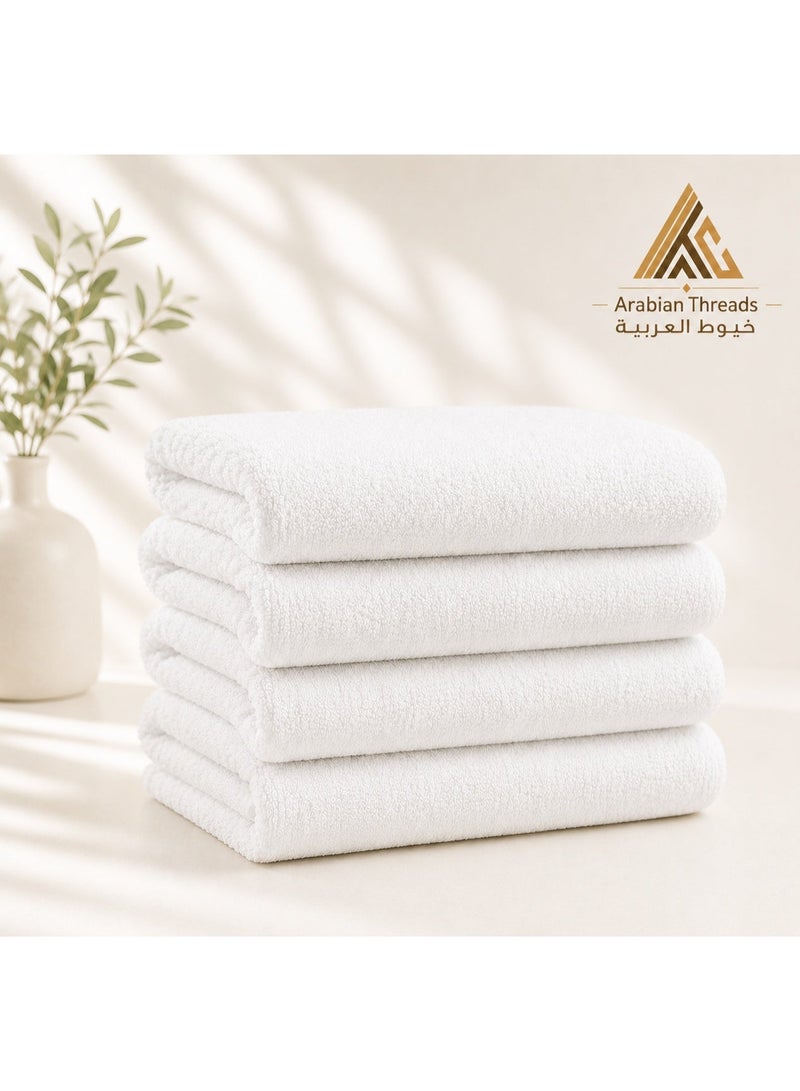 4 White Hand Towels – 100% Cotton, Soft & Absorbent – 50x80 cm - Image 1