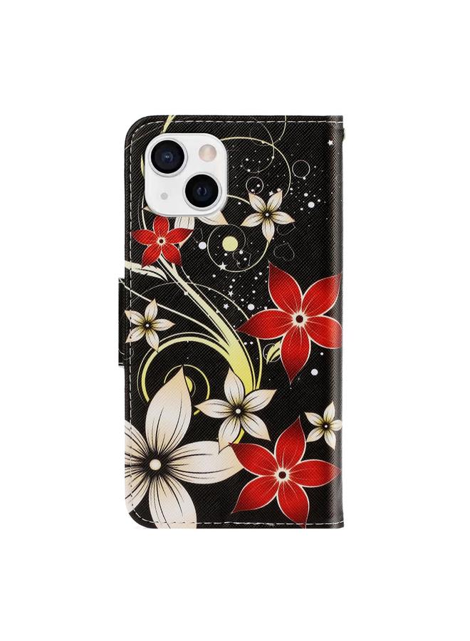 زبون جراب هاتف iPhone 13 من الجلد بتصميم ثلاثي الأبعاد ملون قابل للطي أفقيًا - Image 3