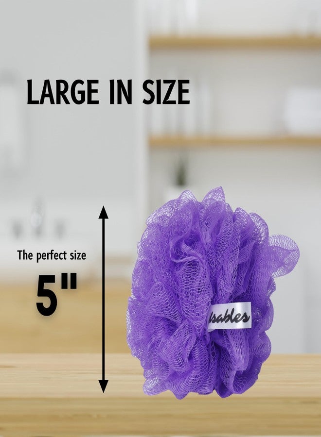 Usables ORGANIC Bathing Large Loofah Sponge Exfoliator Scrubber for High Lather Cleansing Large, Pack of 2 (Brown and Purple) - Image 3