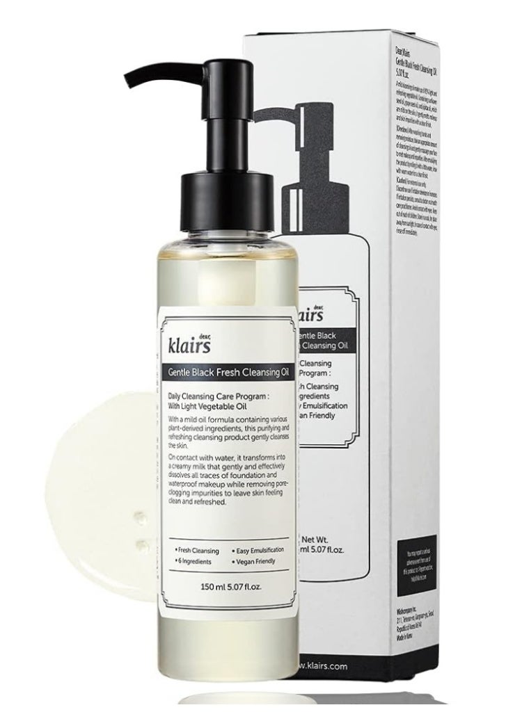 Klairs Oily & Congested Skin – KLAIRS Gentle Black Fresh Cleansing Oil 150ml | Deep Pore Cleansing & Blackhead Control - Image 1
