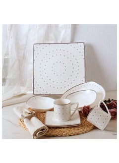 DANUBE HOME Raymer 20 Piece Fine Bone China Dinner Set Serve 4 Fine Bone China Dinner Plate Soup Plate Bowls Cups Saucers For Kitchen And Dining Room L 37.5 X W 27.5 X H 28.5 Cm White  - Image 1
