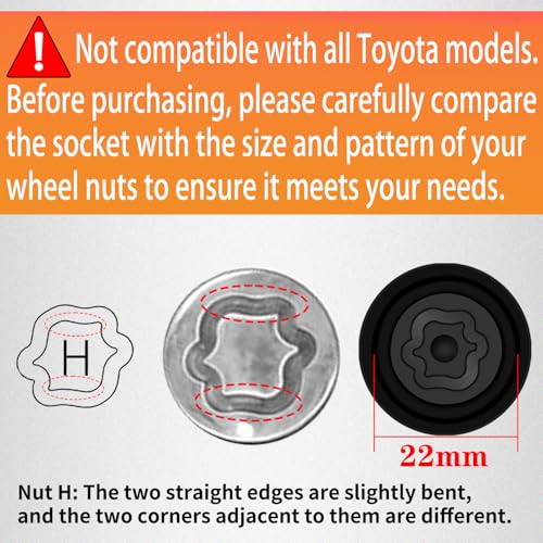 JEUCLEL HWheel Locking Nut Key Compatible with Toyota Models Lexus Tacoma Wheel Lock Nut Socket Adapter AntiTheft Lug Removal Tool Socket Remover Hand Repair Tool - Image 3