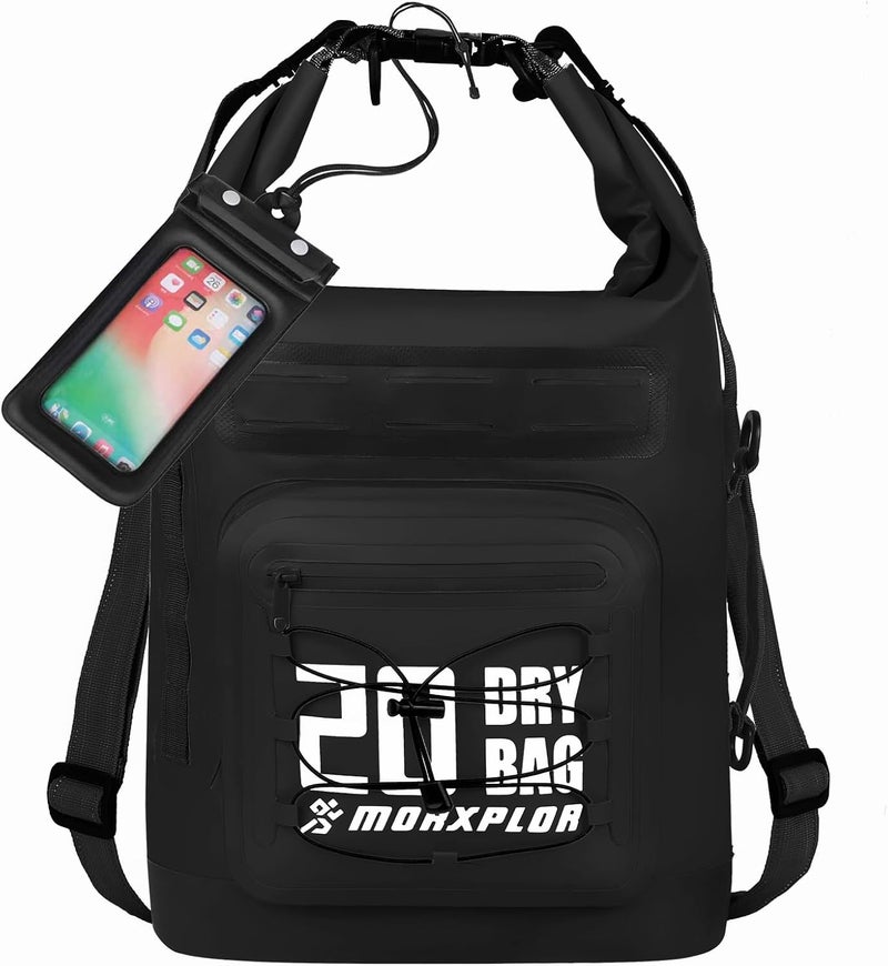 MORXPLOR Waterproof Dry Bag Backpack - [Front Zippered Pockets] 5L/10L/20L/30L Roll Top Waterproof Bag with Water Proof Phone Case for Swimming, Boating, Kayaking, Camping, Beach - Image 1