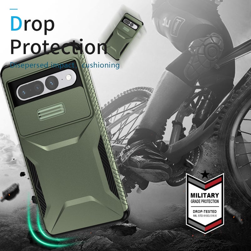 HuHa Case Cover For Google Pixel 7 Pro Sliding Camshield Phone Case(Alpine Green) - Image 5