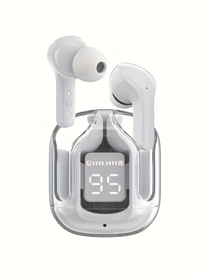 Generic A Box of Two Pairs of Bluetooth Wireless Earphones Sports Headset Stereo 300mAh Charging Case with LED Power Display for Android iPhone  white  - Image 1