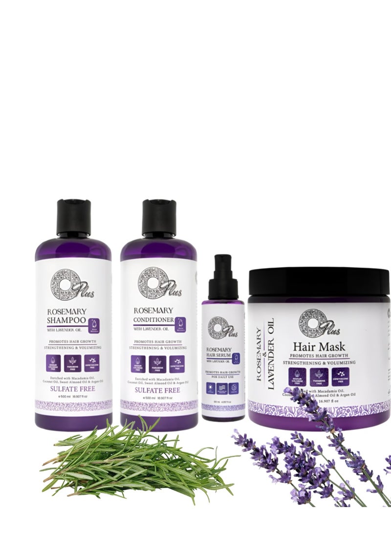 Oplus - OPlus Lavender & Rosemary Hair Care Set – Conditioner, Shampoo, Serum & Mask – 4-Piece Set for Growth, Strength, and Volume - Image 1