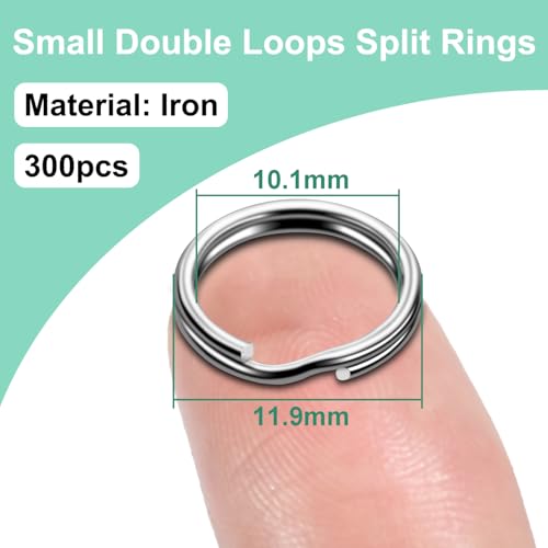 ManTangSun 1/2" 300 PCS Silver Small Key Rings, Double Loops Split Rings Jewelry Making Metal Mini Key Ring for Keychian, Pet Collar Tag, Luggage Tag DIY Craft Hardware - Image 2