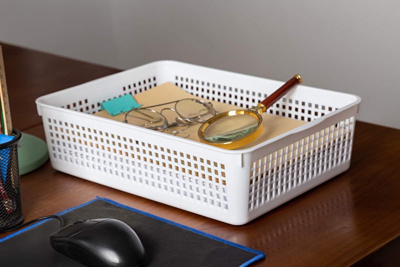 Aebeky A4 Size Plastic Paper Storage Trays,Desktop File Organizer Baskets,6-Packs (White) - Image 5