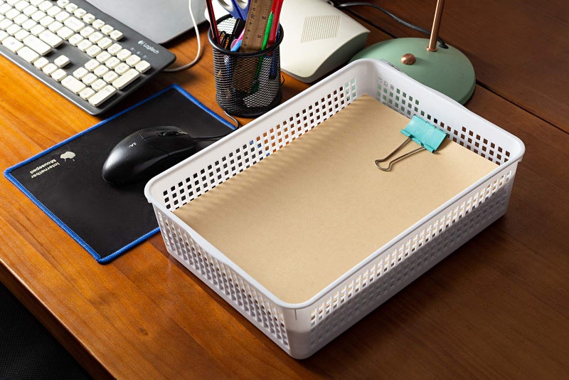Aebeky A4 Size Plastic Paper Storage Trays,Desktop File Organizer Baskets,6-Packs (White) - Image 4