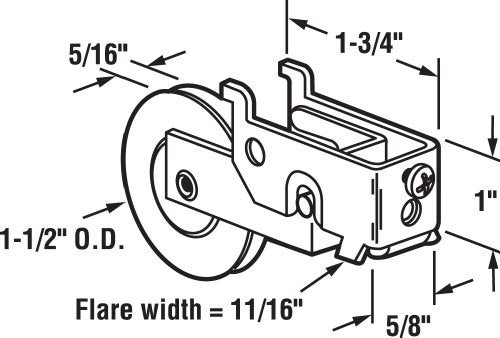 Prime-Line D 1685 1-1/2 In. Steel Ball Bearing Sliding Door Roller Assembly, for Ador and Hilite (Single Pack) - Image 2