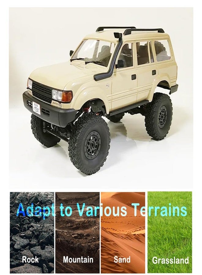 GoolRC شاحنة جيول آر سي، WPL C54 زاحف آر سي 1/16 مقياس سيارة تحكم عن بعد، 4WD لجميع التضاريس سيارة زاحف صخرية، سيارة تسلق آر سي بتردد 2.4GHz مع أضواء LED وبطاريتين للأطفال والبالغين (أصفر) - Image 3