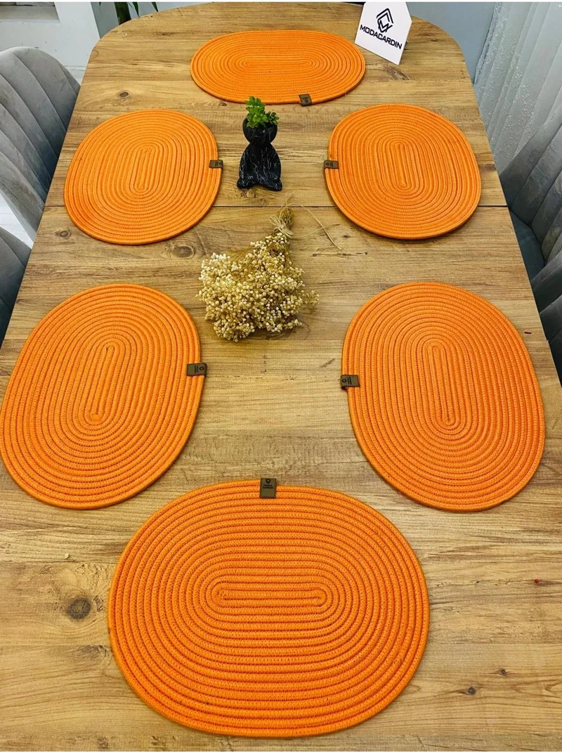بدز ديري BDZ Leather Wicker Jute Presentation Plate American Service Oval Subpla 6 Pieces