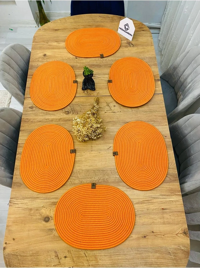 بدز ديري BDZ Leather Wicker Jute Presentation Plate American Service Oval Subpla 6 Pieces