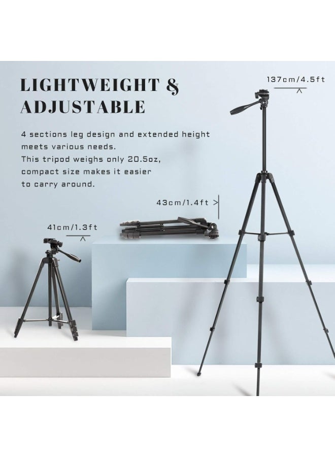 55" Tripod for iPhone – Lightweight Mobile Phone Stand with 360° Rotatable Holder, Quick-Release Plate & Wireless Remote Shutter - Image 4