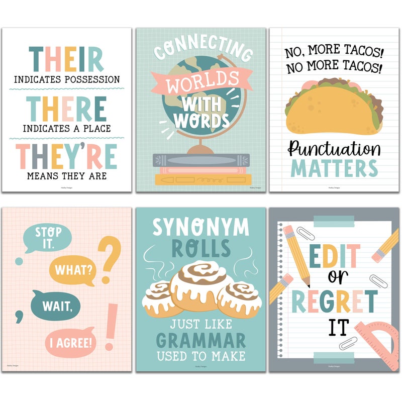 Hadley Designs ELA Posters for High School Classroom English Decor Grammar Prints Wall Art ESL Decorations for Middle High School Teachers Boho Classroom Decor - Image 2