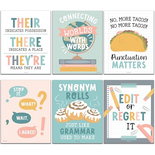 Hadley Designs ELA Posters for High School Classroom English Decor Grammar Prints Wall Art ESL Decorations for Middle High School Teachers Boho Classroom Decor - Image 1