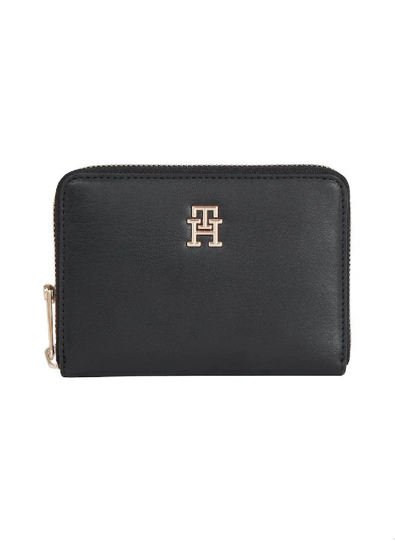 TOMMY HILFIGER Women's Chic Th Monogram Medium Zip-Around Wallet - Faux Leather, Black