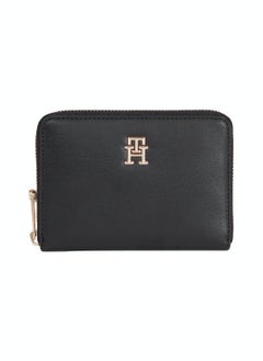 TOMMY HILFIGER Women's Chic Th Monogram Medium Zip-Around Wallet - Faux Leather, Black  - Image 1