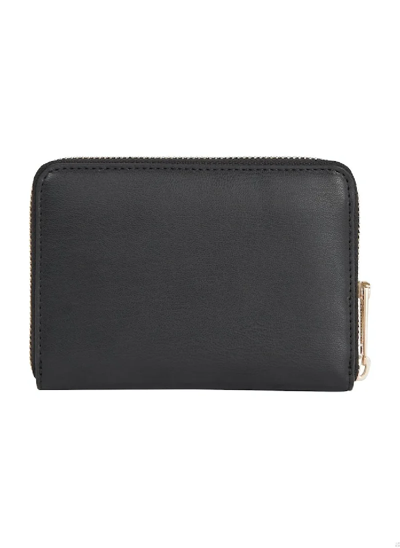 TOMMY HILFIGER Women's Chic Th Monogram Medium Zip-Around Wallet - Faux Leather, Black