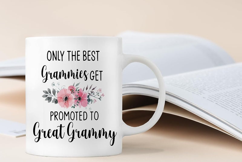QASHWEY Grammy Coffee Mug, Grammy Gift, Grandma Mug, Grandma Gifts, Grandma Pregnancy Announcement, Tea Cup Gifts for Grandma Grammy, Promoted to Great Grammy Coffee Cups Ceramic 11oz - Image 4