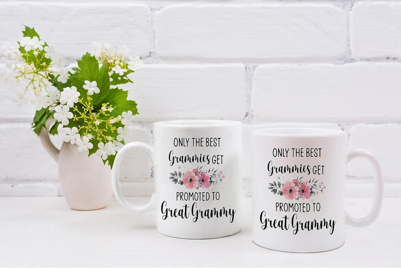 QASHWEY Grammy Coffee Mug, Grammy Gift, Grandma Mug, Grandma Gifts, Grandma Pregnancy Announcement, Tea Cup Gifts for Grandma Grammy, Promoted to Great Grammy Coffee Cups Ceramic 11oz - Image 5