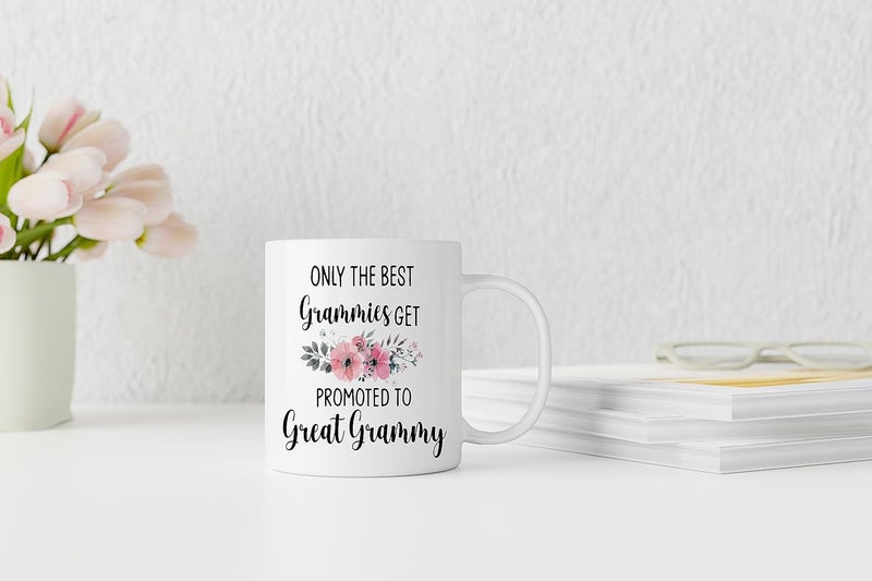 QASHWEY Grammy Coffee Mug, Grammy Gift, Grandma Mug, Grandma Gifts, Grandma Pregnancy Announcement, Tea Cup Gifts for Grandma Grammy, Promoted to Great Grammy Coffee Cups Ceramic 11oz - Image 3