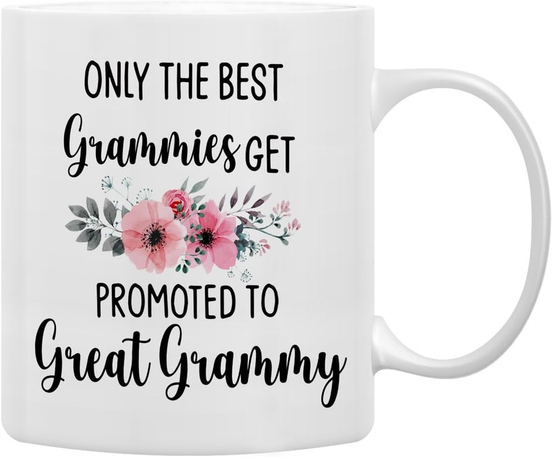 QASHWEY Grammy Coffee Mug, Grammy Gift, Grandma Mug, Grandma Gifts, Grandma Pregnancy Announcement, Tea Cup Gifts for Grandma Grammy, Promoted to Great Grammy Coffee Cups Ceramic 11oz - Image 1