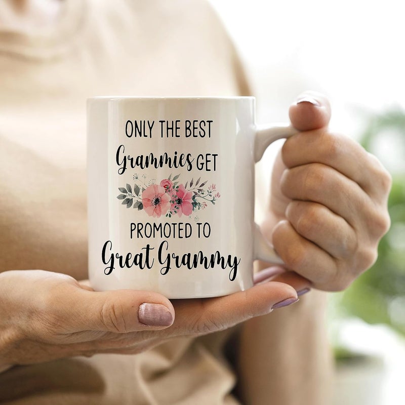QASHWEY Grammy Coffee Mug, Grammy Gift, Grandma Mug, Grandma Gifts, Grandma Pregnancy Announcement, Tea Cup Gifts for Grandma Grammy, Promoted to Great Grammy Coffee Cups Ceramic 11oz - Image 2