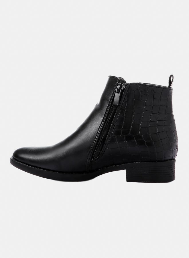 XO Style Leather Ankle Boot 1015-Black - Image 4