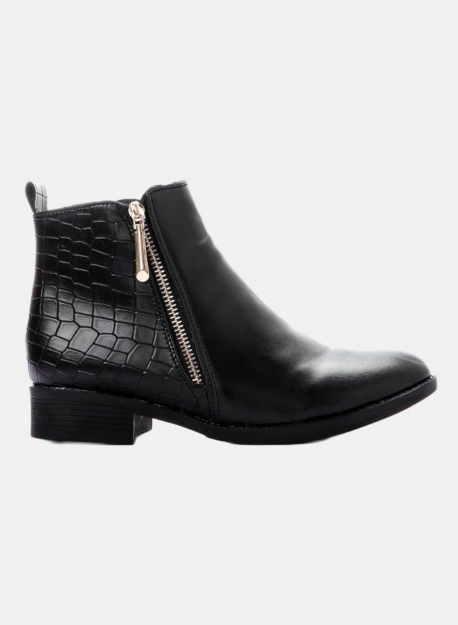 XO Style Leather Ankle Boot 1015-Black - Image 2