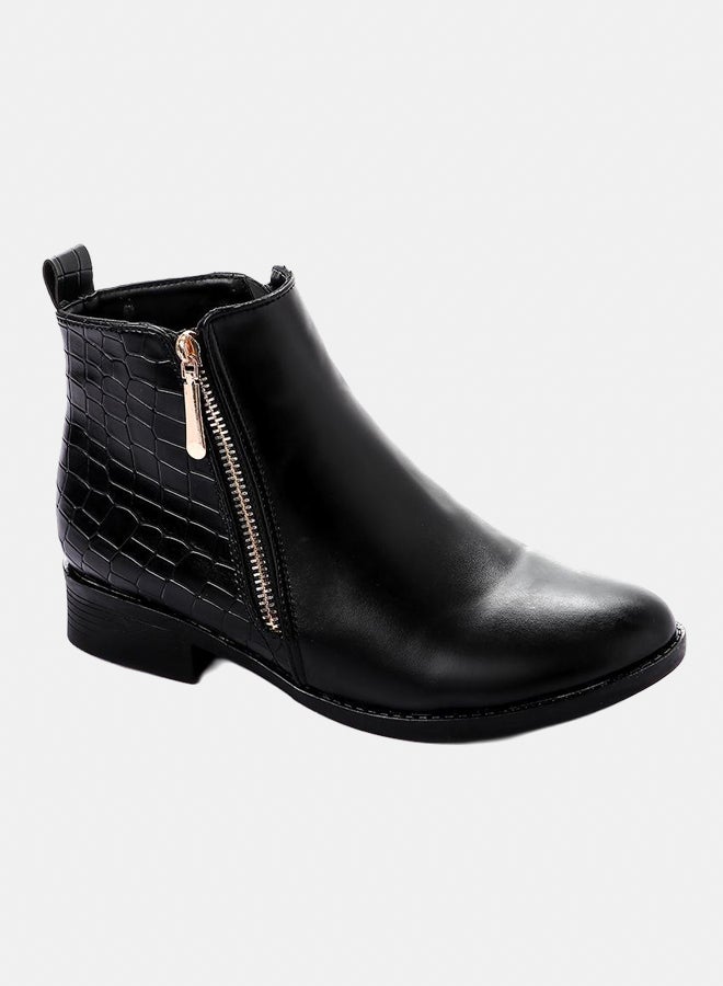 XO Style Leather Ankle Boot 1015-Black - Image 1