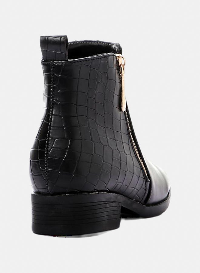 XO Style Leather Ankle Boot 1015-Black - Image 3