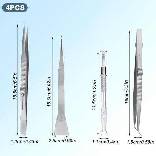 Gosknor 4pcs Cake Decorating Tools Set, Stainless Steel Sprinkle Pen Pearl Grabber & Tweezers with Shovel Head Professional Sprinkles Spoon Dragee Tools for Baking Cookies Cupcake Decoration - Image 2