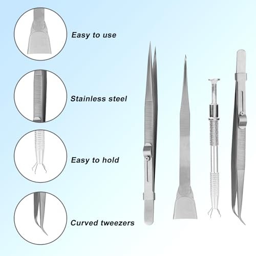 Gosknor 4pcs Cake Decorating Tools Set, Stainless Steel Sprinkle Pen Pearl Grabber & Tweezers with Shovel Head Professional Sprinkles Spoon Dragee Tools for Baking Cookies Cupcake Decoration - Image 3