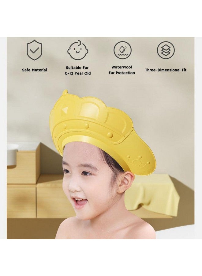 OLWICK® Baby Shower Cap Shield and Cup Set, Visor Hat for Eye and Ear Protection for 0-12 Years Old Children, Cute Crown Shape Makes the Baby Bath More Fun, Pack Of 2, Yellow - Image 4