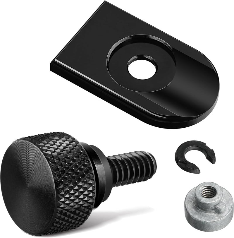 Amazicha Black Aluminum Fender Rear Seat Bolt Nut Tab Mount Knob Cover 1/4"-20 Thread Seat Screws Kit Compatible for Harley Davidson Touring Softail Dyna Sportster 1996-2025 - Image 1