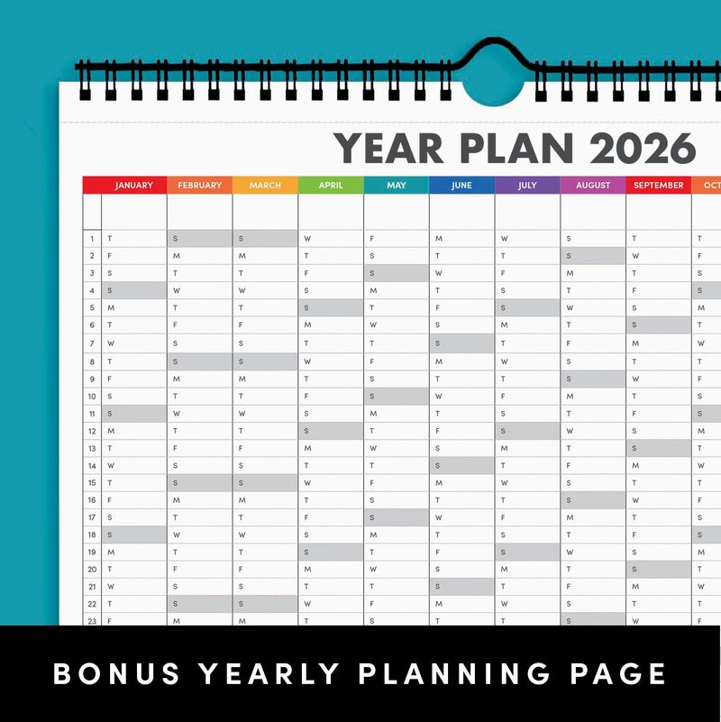 PAPERAGE 2026 Calendar, 12 Months (January 2026 - December 2026), Small (9 in x 11 in), Minimalist Wall and Desk Calendar with Monthly Views, Yearly Plans & Notes Section â€“ Raspberry - Image 5