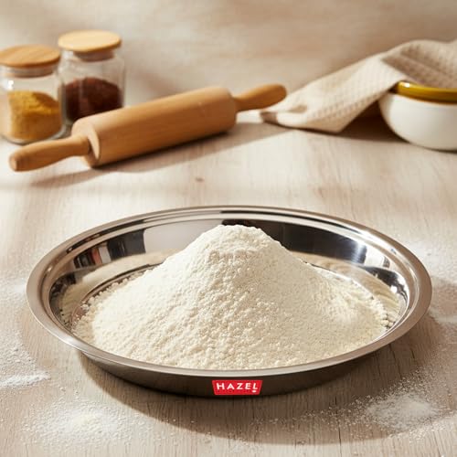 HAZEL 29 cm Stainless Steel Atta Parat | 2000 ml Dough Kneading Plate for Kitchen | Mirror Finish Steel Parat for Roti, Puri, Snacks - Image 5