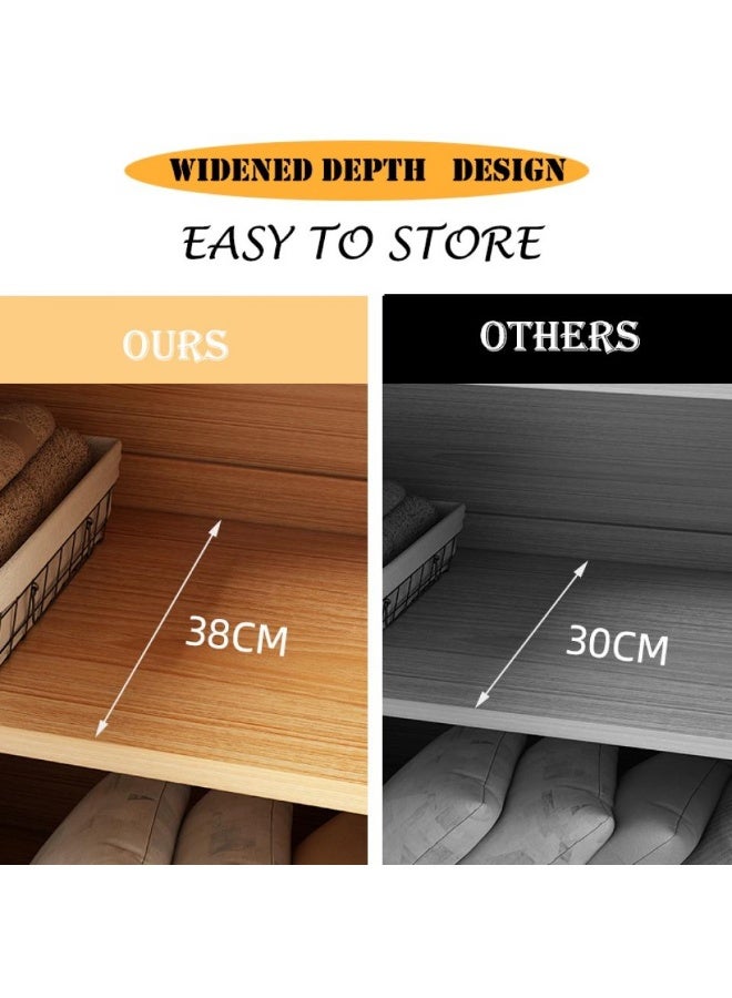 إيونتو خزانة تخزين عصرية مع سطح عمل - ٥ أدراج وخزانتين، أرجل من الخشب الصلب، مقابض خشبية وأبواب مغناطيسية للمنزل والمطبخ وغرفة المعيشة - Image 5