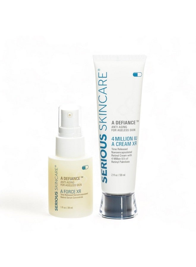 Serious Skincare Retinol Facial Care DUO - A Force XR Serum Concentrate & A Cream XR Moisture Cream for Face - With Vitamin C - Anti-Aging for Lines, Wrinkles - Resurfaces and Hydrates Skin - Image 1