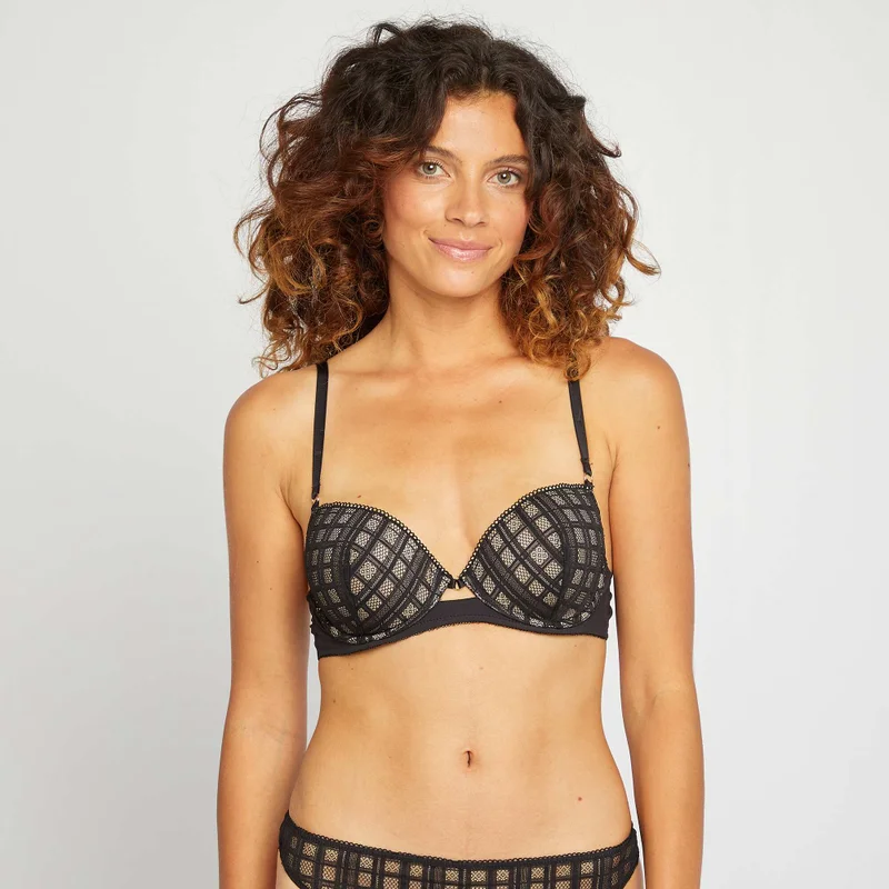 Kiabi Padded Lace Bra Black