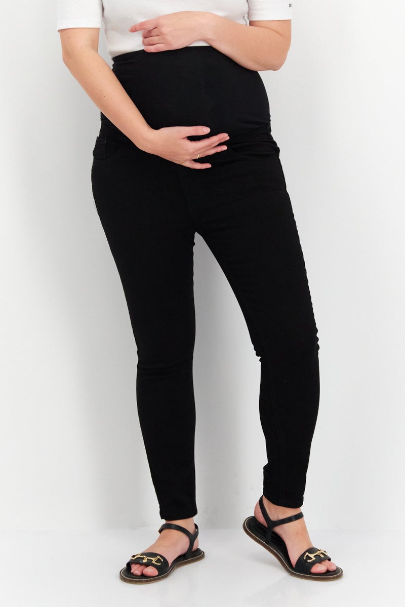 Cotton On بنطلون جينز قصير ضيق للحوامل، أسود - Image 1