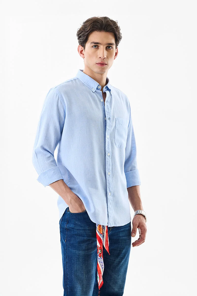 SNITCH Linen Blend Light Blue Shirt