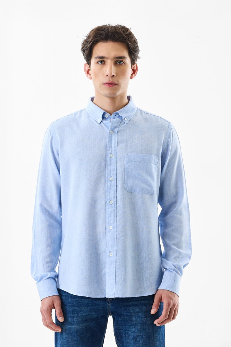 SNITCH Linen Blend Light Blue Shirt - Image 5